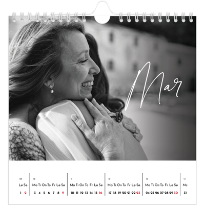 Månedskalender kvadratisk — Elegant skrift [Mars]