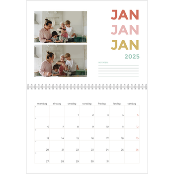 Fotokalender A4 dobbel — Fargerike fonter