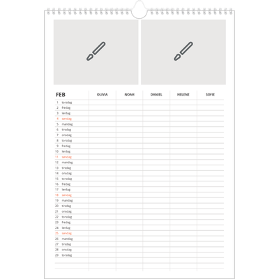 A3 Familieplanleggere — Design selv - Familie på 5 [Februar]