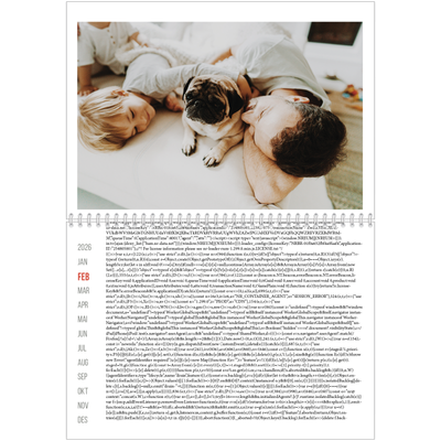 Fotokalender A4 dobbel (30 x 40 cm) — Uthevet i rødt [Februar]