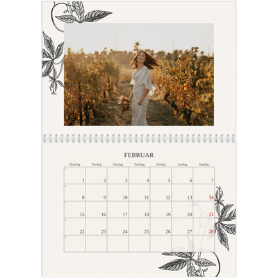 Fotokalender A4 dobbel (30 x 40 cm) — Blekk & blomst [Februar]