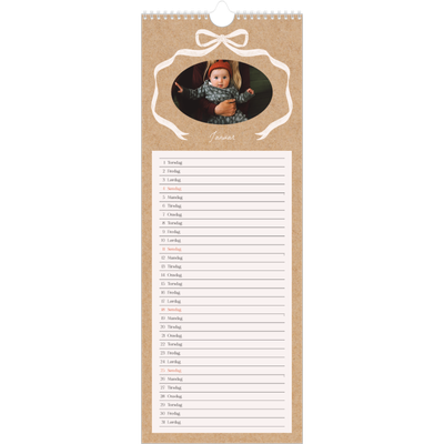 Fotokalender smal  — Ramme med sløyfe [Januar]