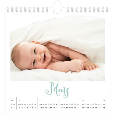 Månedskalender kvadratisk — Hallo verden [Mars]
