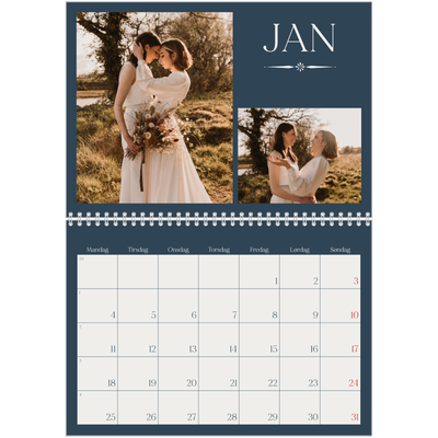 Fotokalender A4 dobbel (30 x 40 cm) — Skifer & seriffer [Januar]