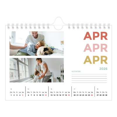 Fotokalender A5 — Fargerike fonter [April]