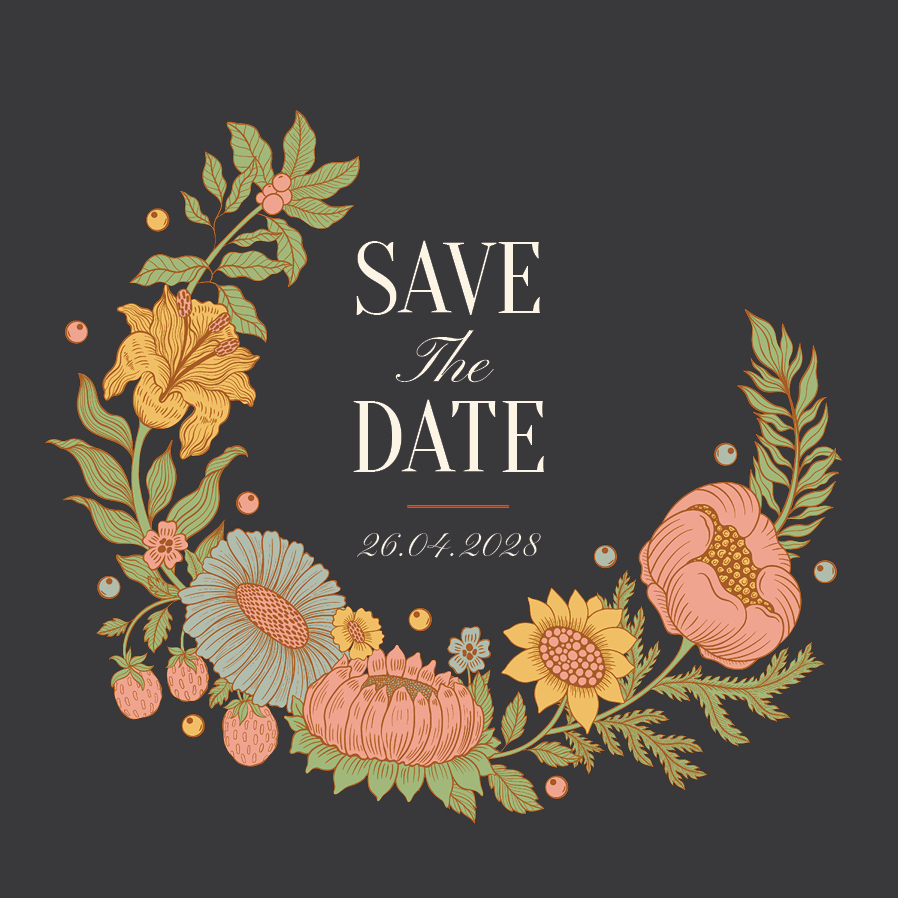 Save the date — Vinranke og blomst