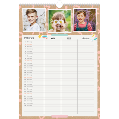 A3 Familieplanleggere — Rustikk planlegger - Familie på 3 [Februar]
