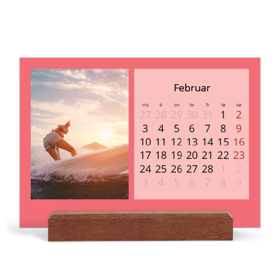Bordkalender med trestativ - Liggende  — Stilrene farger [Februar]