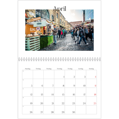 Fotokalender A4 dobbel (30 x 40 cm) — Min reiseskildring [April]