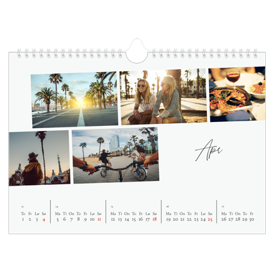 Fotokalender A4 — Byferie (hvit) [April]