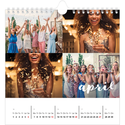 Månedskalender kvadratisk — Håndskrift på bildet [April]