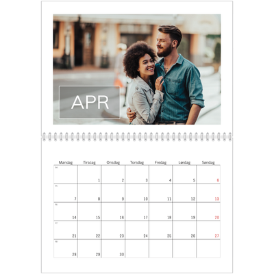 Fotokalender A4 dobbel (30 x 40 cm) — Överlägg för datumruta [April]