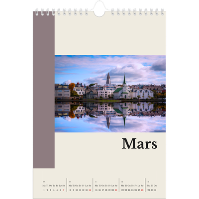 Fotokalender A4 (20 x 30 cm) — Verdens severdigheter [Mars]