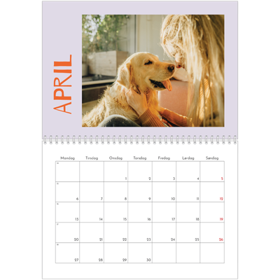 Fotokalender A4 dobbel (30 x 40 cm) — Fargerik kalender [April]