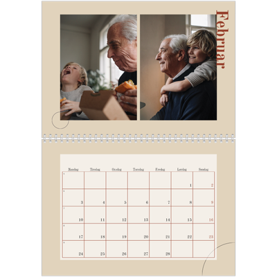 Fotokalender A4 dobbel (30 x 40 cm) — Asymmetrisk tekst [Februar]
