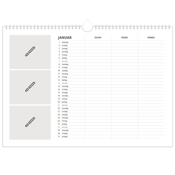 Fotokalender A3 — Design selv - Familie på 3