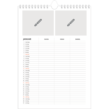 Fotokalender A4 — Design selv - Familie på 3