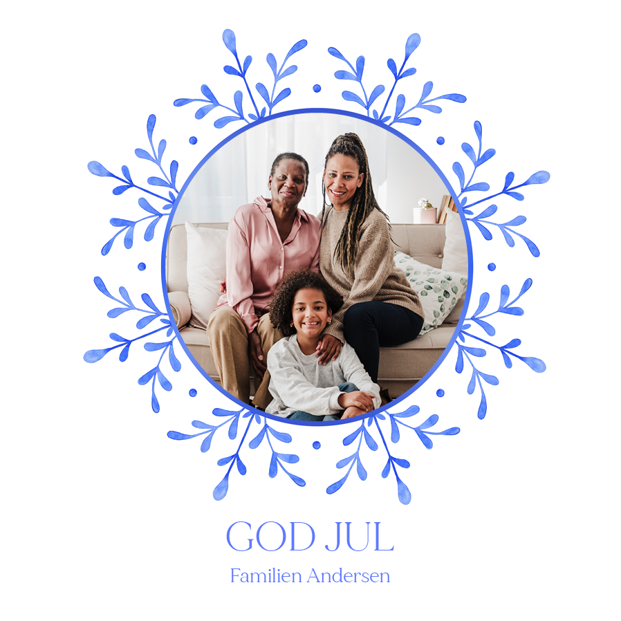 Fotokort — Blå akvarellkrans