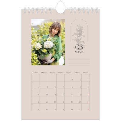 Fotokalender A5 — Enkel botanisk [Mars]