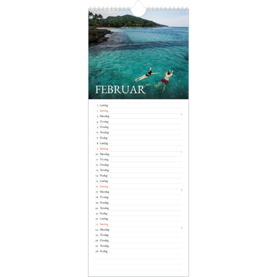 Fotokalender smal  — Enkel serif-font [Februar]
