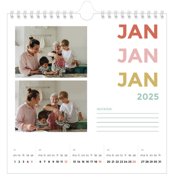 Fotokalender Kvadratisk — Fargerike fonter