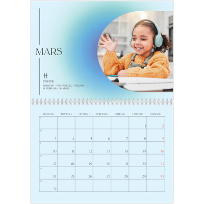 Fotokalender A4 dobbel (30 x 40 cm) — Astrologi gradient [Mars]