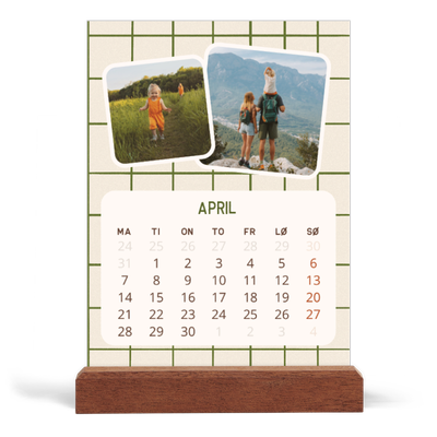 Bordkalender med trestativ - Stående — Retro mønstre [April]