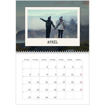 Fotokalender A4 dobbel (30 x 40 cm) — Portrettredigeringen [April]