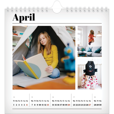 Månedskalender kvadratisk — Avisstil [April]