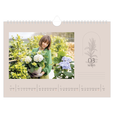 Fotokalender A4 — Enkel botanisk [Mars]