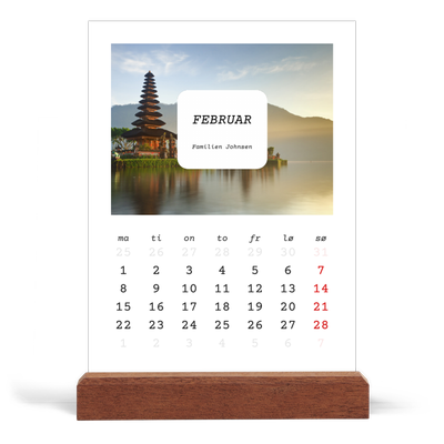Bordkalender med trestativ - Stående — Den fulle historien [Februar]