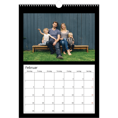 A3 Månedskalender — Svart ramme [Februar]