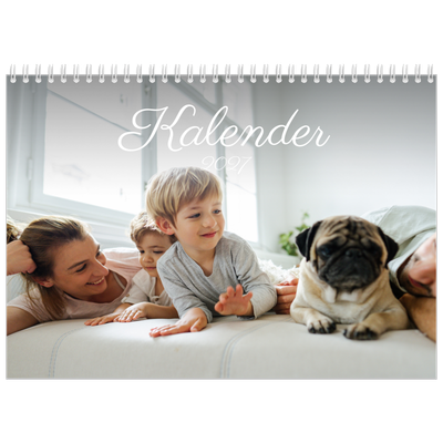 Fotokalender A4 dobbel (30 x 40 cm) — Håndskrevne måneder [kalender-forside]