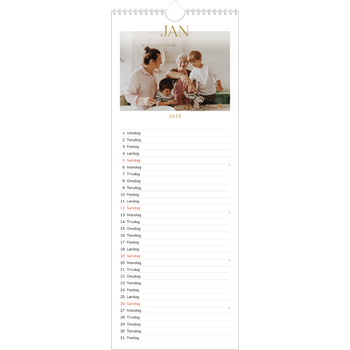 Fotokalender smal (15 x 40 cm) — Gull stor skrift