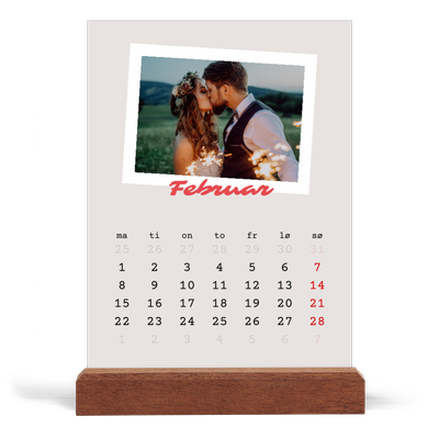 Bordkalender med trestativ - Stående — Signert trykk [Februar]