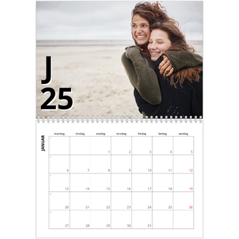 Fotokalender A4 dobbel — Bokstav og tall