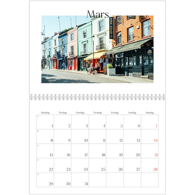 Fotokalender A4 dobbel (30 x 40 cm) — Min reiseskildring [Mars]