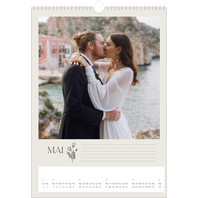 A3 Månedskalender — Initialer i blomst [Mai]