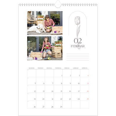 A3 Månedskalender — Enkel botanisk [Februar]