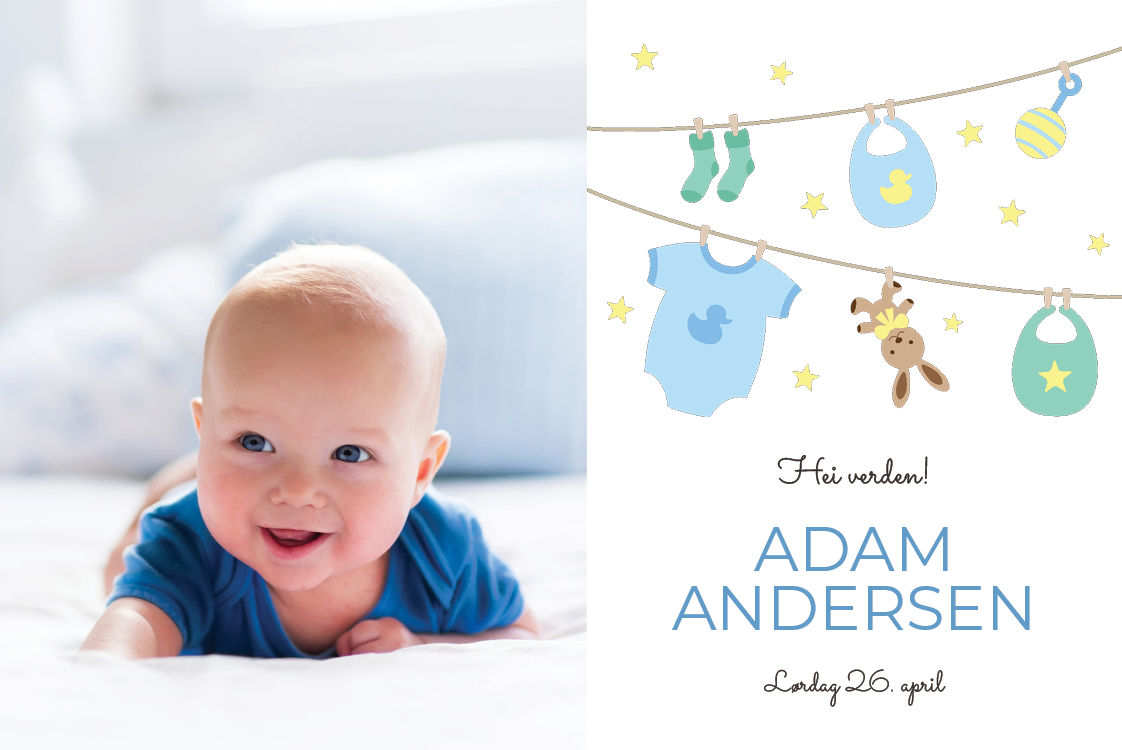 Invitasjoner — Blå babyklær
