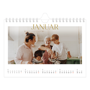 Fotokalender A5 — Gull stor skrift