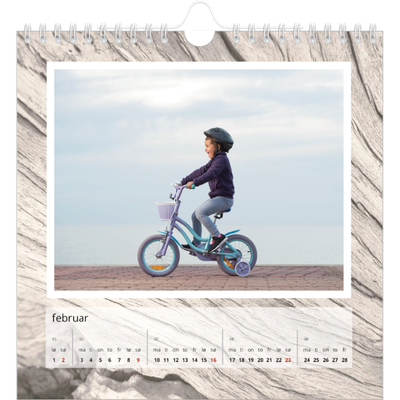 Månedskalender kvadratisk — Bakgrunn i bark [Februar]