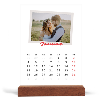 Bordkalender med trestativ - Stående — Signert trykk [Januar]