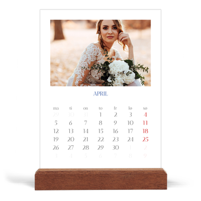 Bordkalender med trestativ - Stående — Klassisk kobolt [April]