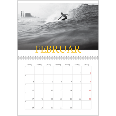 Fotokalender A4 dobbel (30 x 40 cm) — Historisk stil [Februar]
