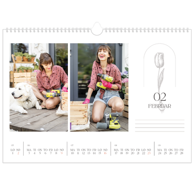 Fotokalender A3 — Enkel botanisk [Februar]