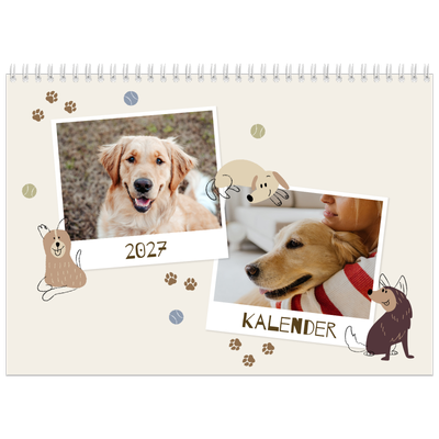 Fotokalender A4 dobbel (30 x 40 cm) — Leken valp [kalender-forside]