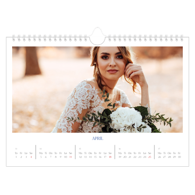Fotokalender A4 — Klassisk kobolt [April]