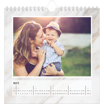 Månedskalender kvadratisk — Marmorbakgrunn [Mars]