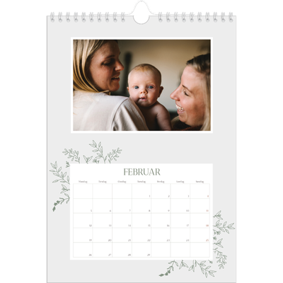 Fotokalender A4 (20 x 30 cm) — Håndtegnet blomster [Februar]